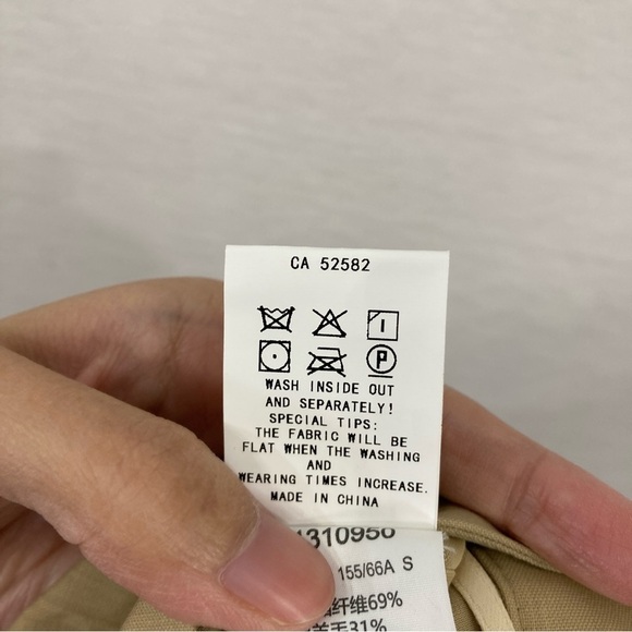 JNBY Camel/Tan Wool Blend Textured Slim Pants size Small - Picture 4 of 10